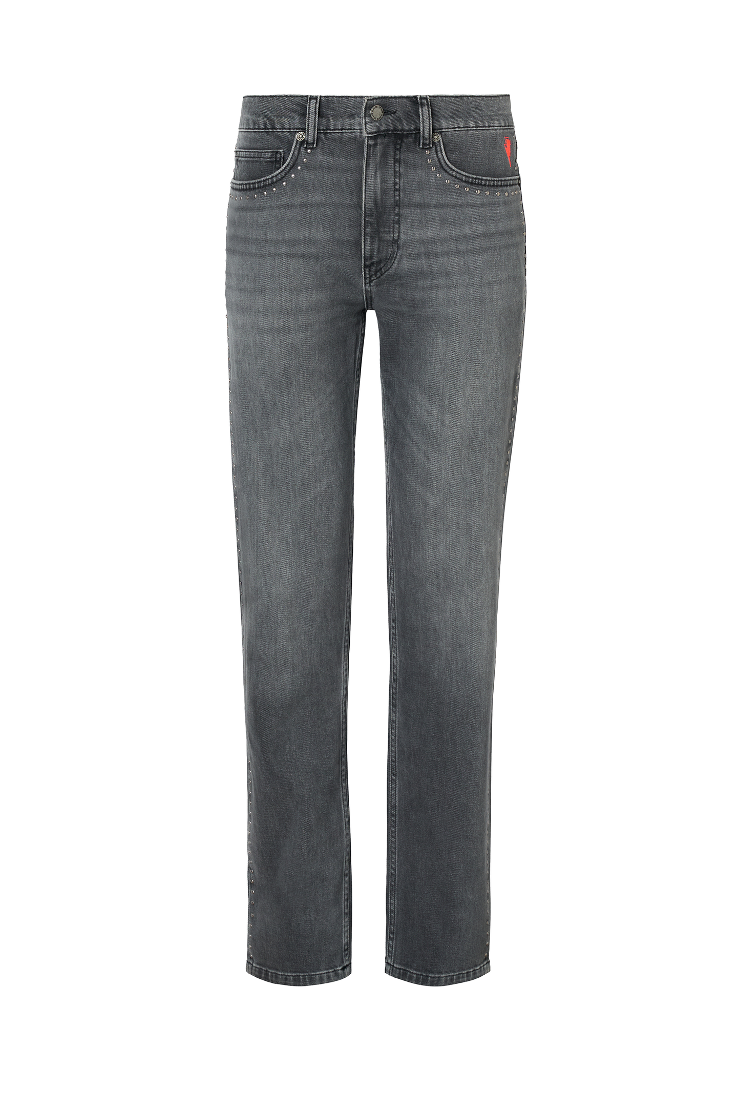 Washed Black Studded Boyfriend Jeans