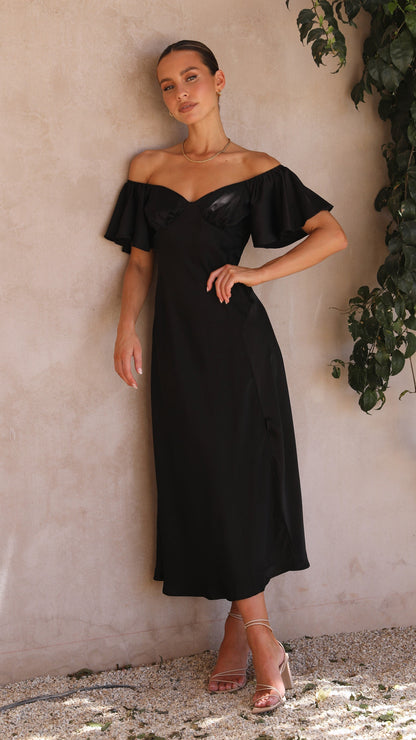 Louisa Midi Dress - Black