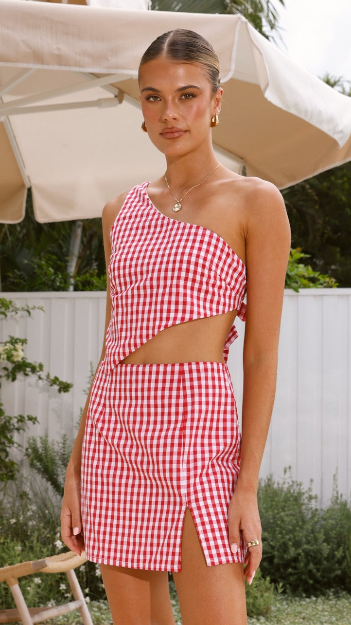 Jalisa Mini Skirt - Picnic Red