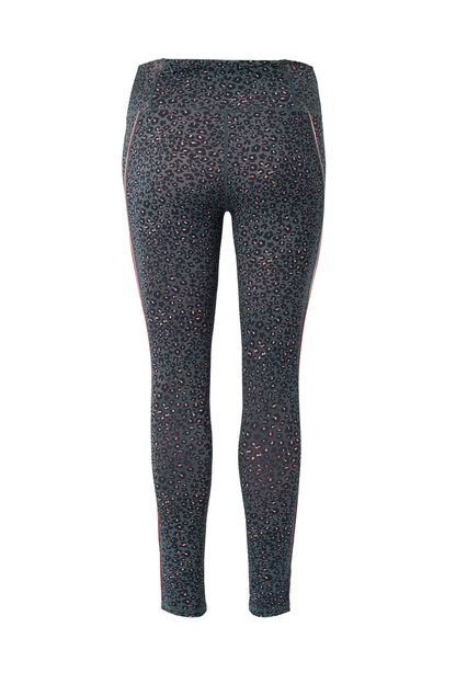 Khaki Micro Floral Leopard 7/8 Length Lightweight Leggings