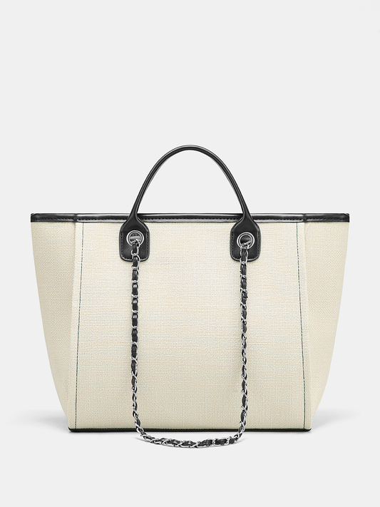 Chain Strap Canvas Tote Handbag