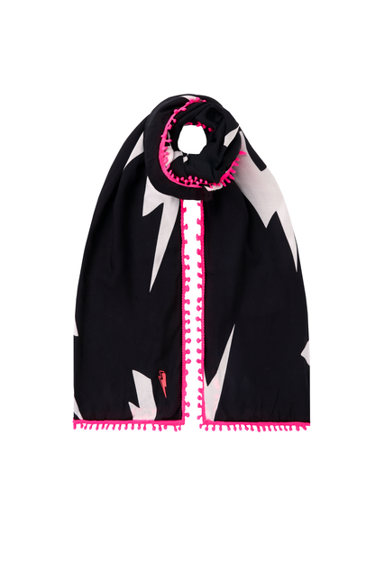 Scamp & Dude x Davina McCall Black with White Lightning Bolt Charity Super Scarf