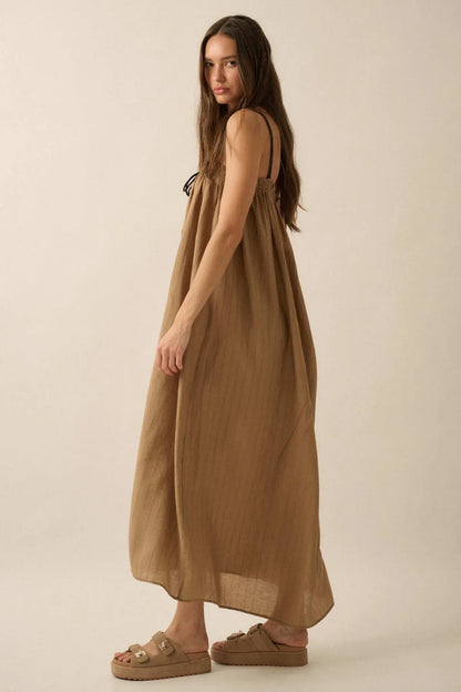 Finding Freedom Tonal-Stripe Trapeze Maxi Dress