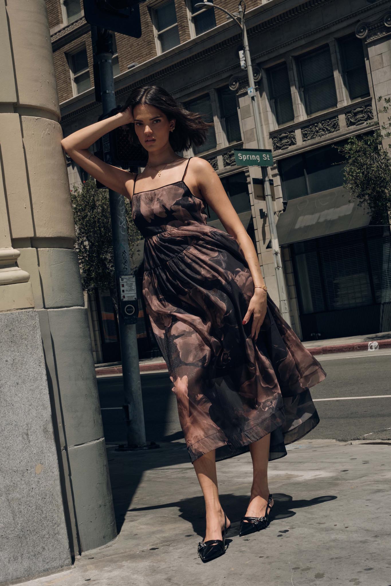 Decadent Blooms Floral Organza Midi Dress