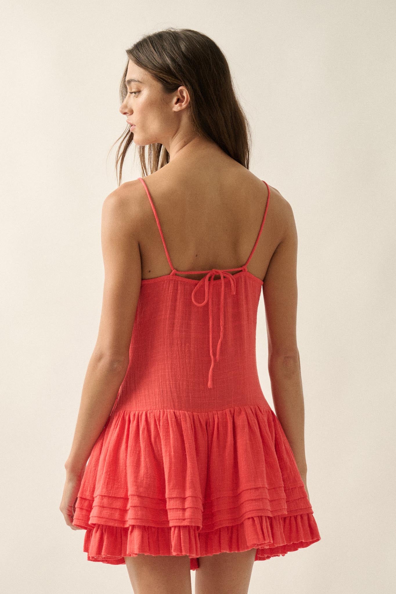 Play Date Lace-Inset Cotton Gauze Mini Dress