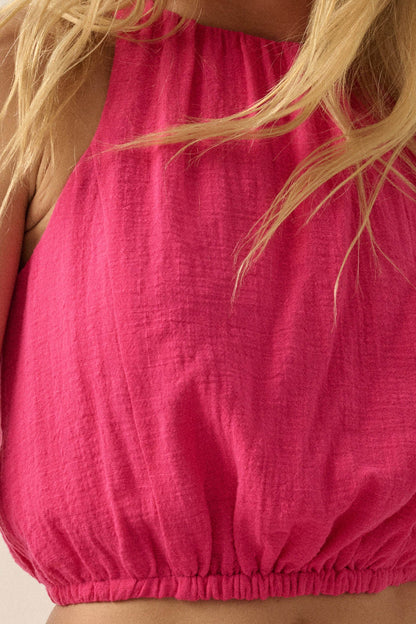 Freedom Song Cotton Gauze Cropped Sleeveless Top