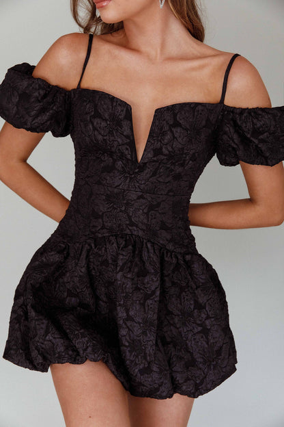 Mon Bebe Drop Waist Mini Dress Black