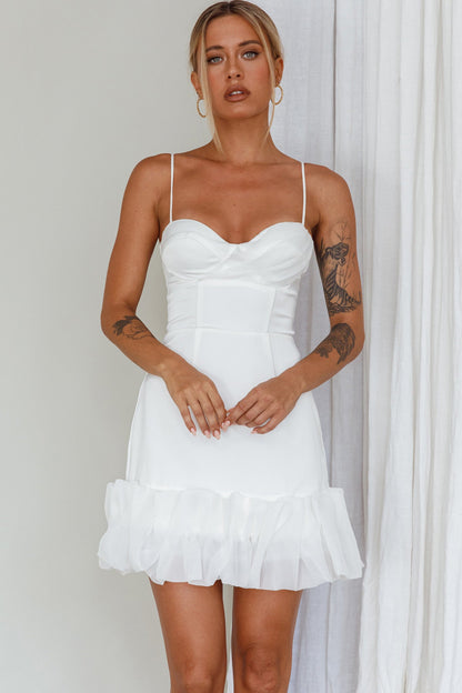 Buona Sera Hem Decoration Mini Dress White
