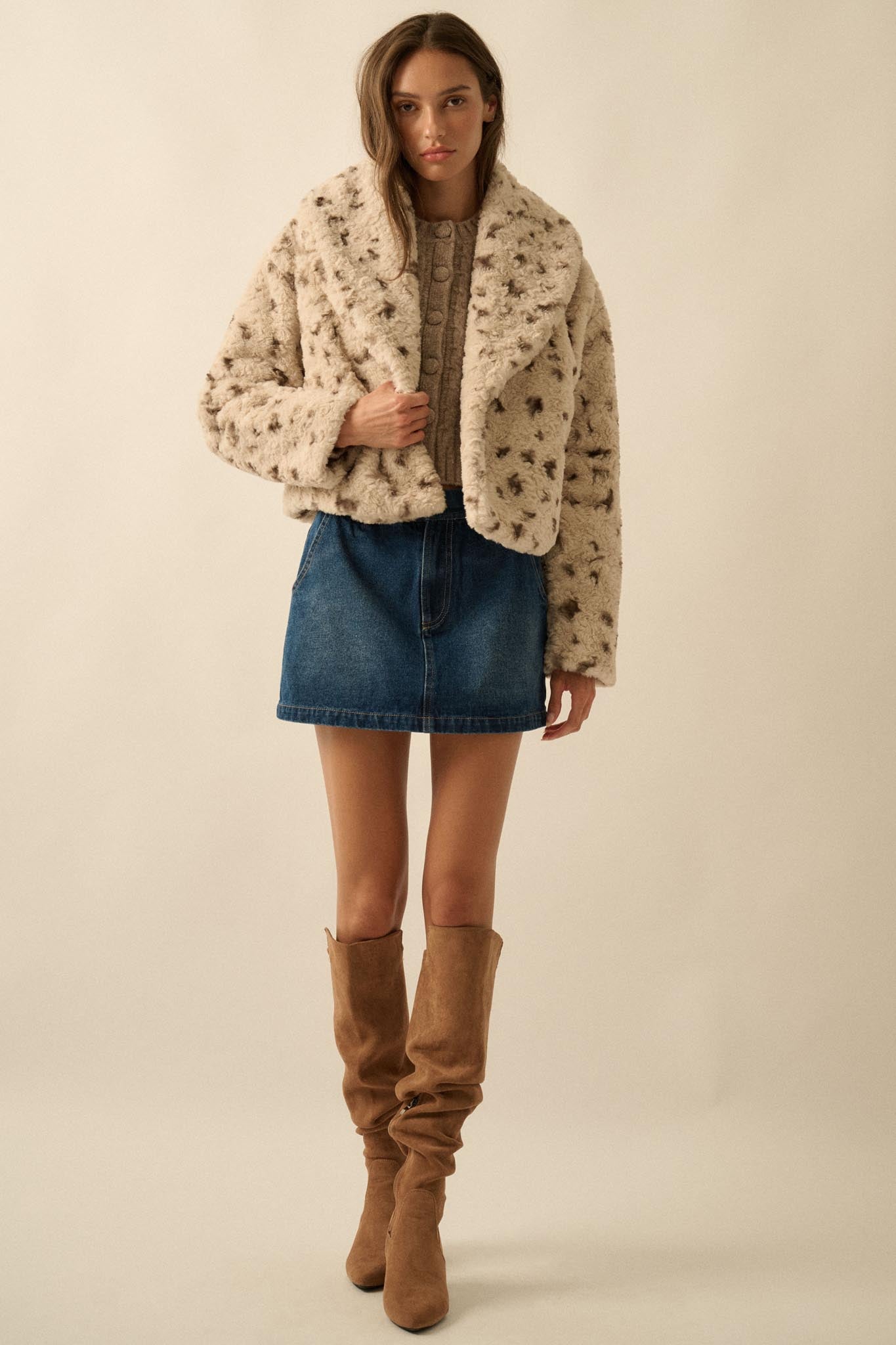 Beautiful Creature Spotted Faux Fur Jacket