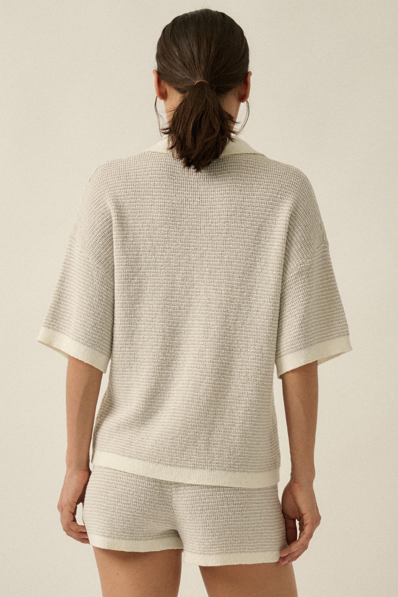 Days of Joy Striped Short-Sleeve Polo Sweater