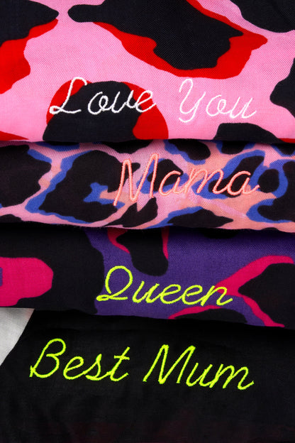 Scamp & Dude x Sophie McCartney Pink with Red and Black Mega Shadow Leopard Charity Super Scarf