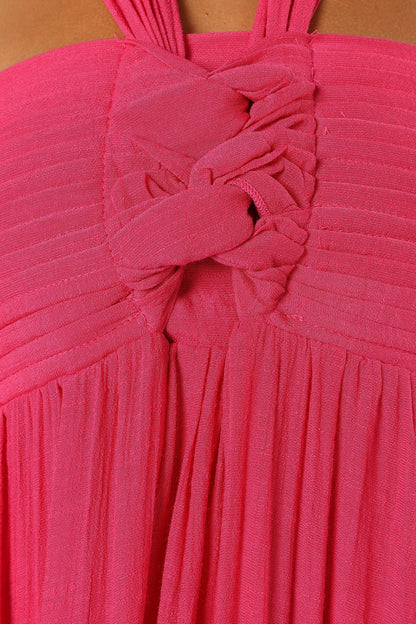 Everdeen Halterneck Maxi Dress - Fuchsia