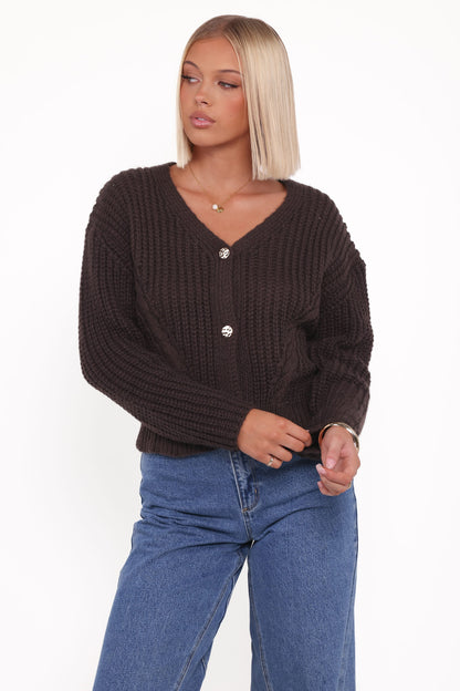 Henderson Thick Knit Cardigan - Brown