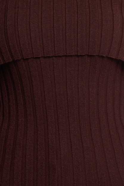 Inora Off Shoulder Knit Top - Chocolate